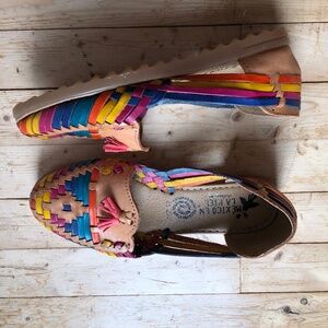 Genuine leather flats, huarache shoes, size 8